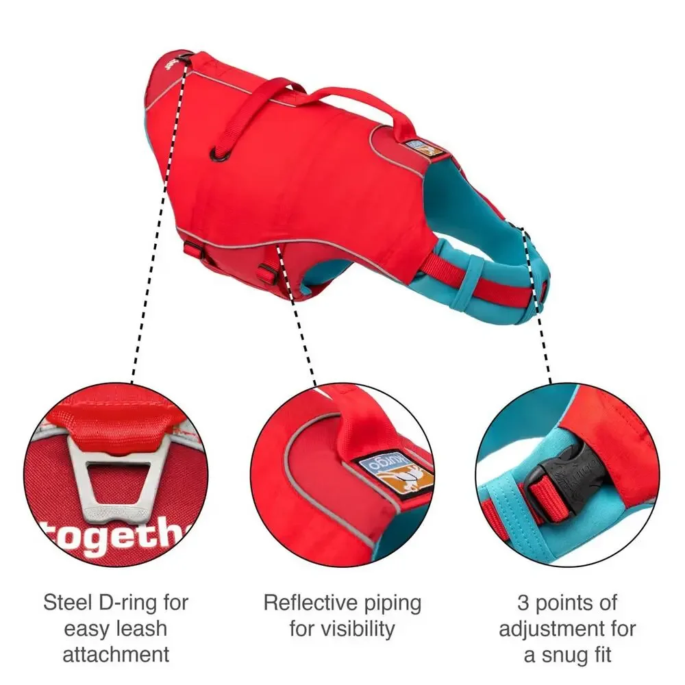 KURGO Surf n Turf Dog Life Jacket - Red / Blue - Small - New with Tags